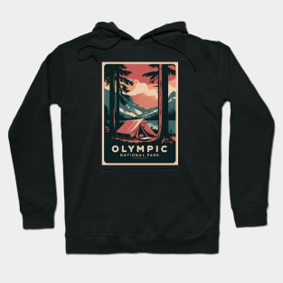 Vintage Olympic National Park Camping Poster Hoodie